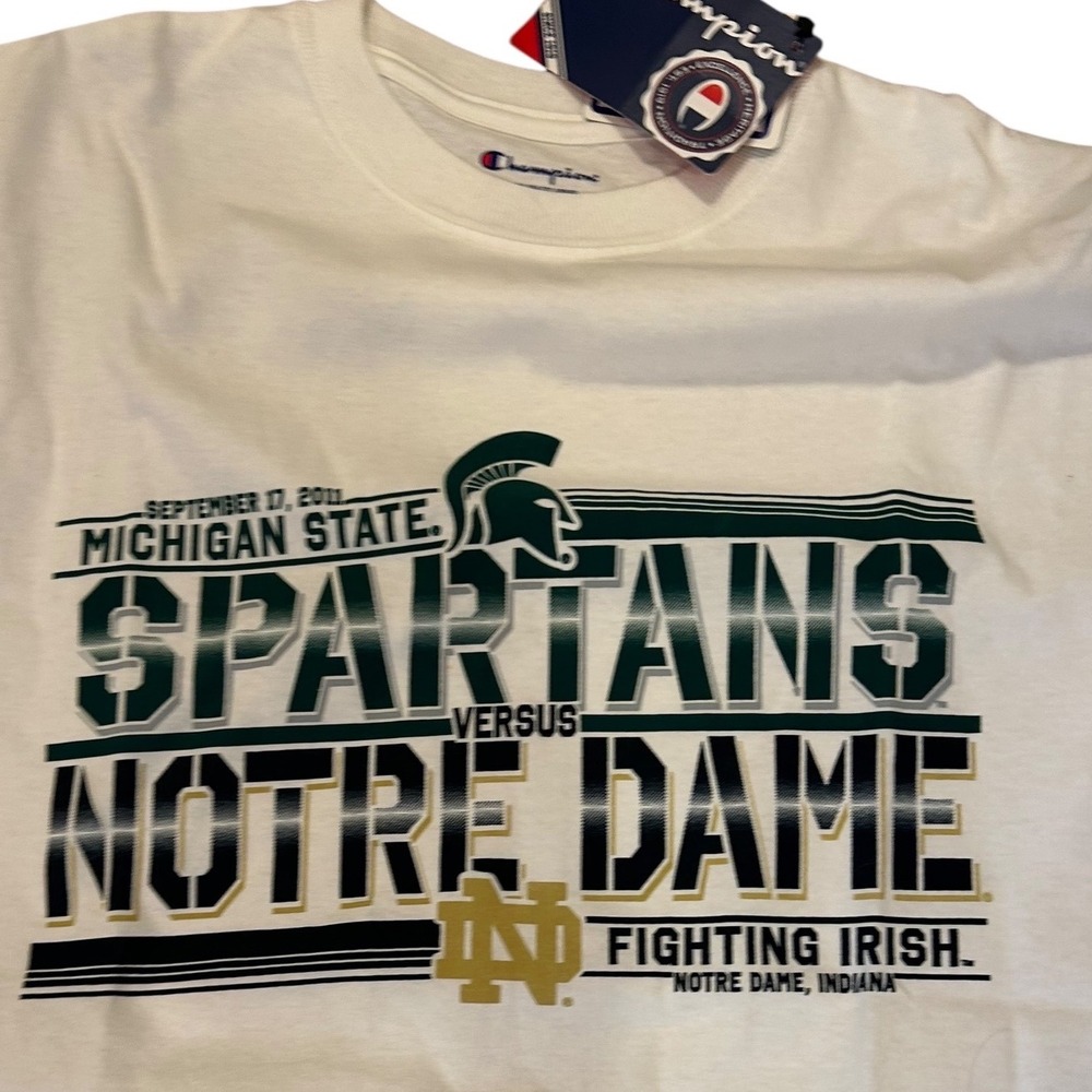NWT Champion Michigan State Spartans vs Notre Dame September 17 2011 tshirt sz M - Picture 2 of 2